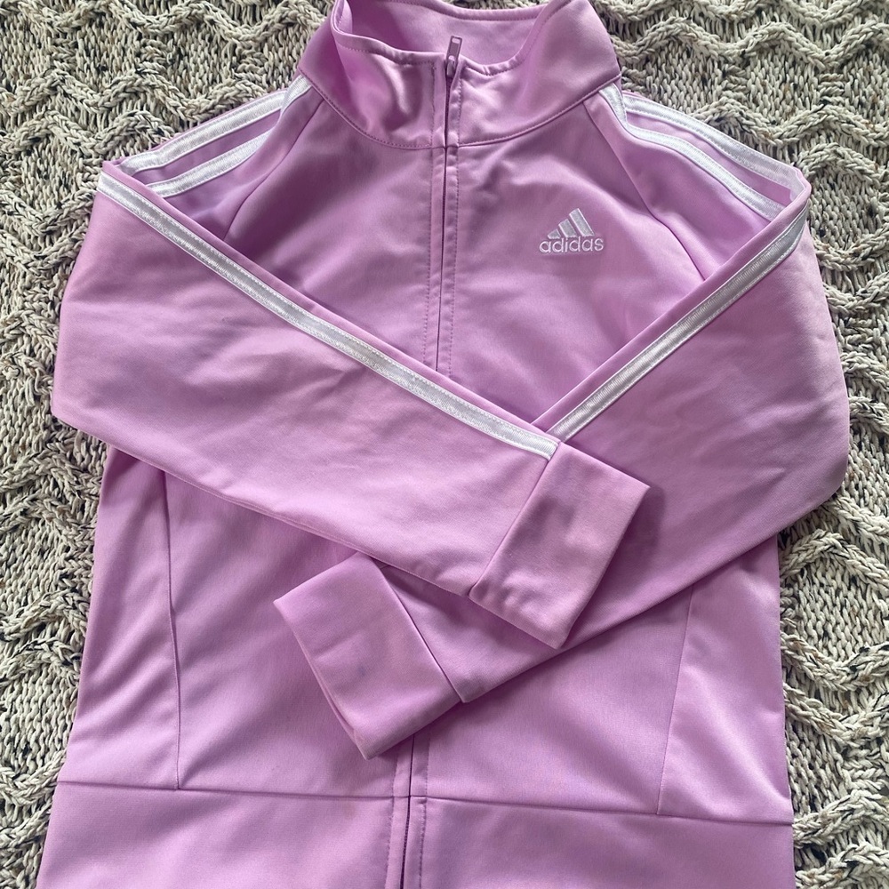 Adidas Pastel Purple Track Jacket with White Stripes